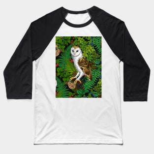 Owls, ferns, oak and berries Baseball T-Shirt